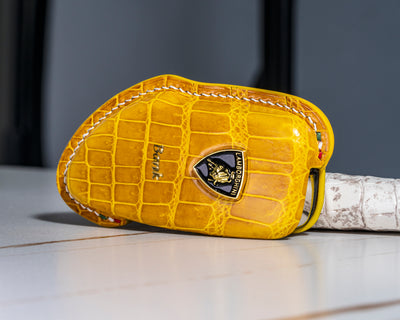 Bespoke Key Fob Cover in Yellow Crocodile