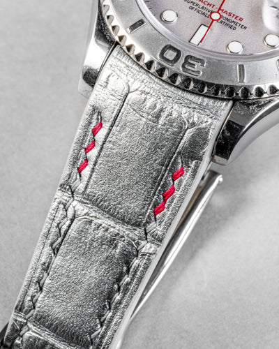 Bespoke Watch Strap in Metallic Silver Alligator