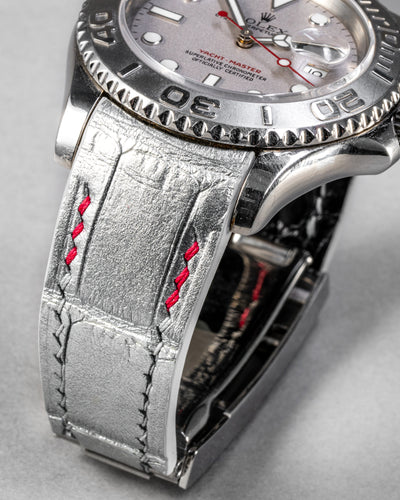 Bespoke Watch Strap in Metallic Silver Alligator
