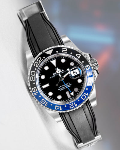 Solitaire Rubber straps in Classic Black for Rolex GMT-Master II Batman 126710BLNR