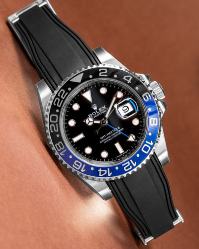 Solitaire Rubber straps in Classic Black for Rolex GMT-Master II Batman 116710BLNR