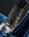 Bespoke Watch Strap in Peacock Blue Crocodile