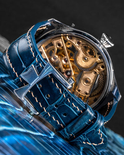 Bespoke Watch Strap in Peacock Blue Crocodile