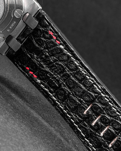 Bespoke Watch Strap in Black Silver Alligator