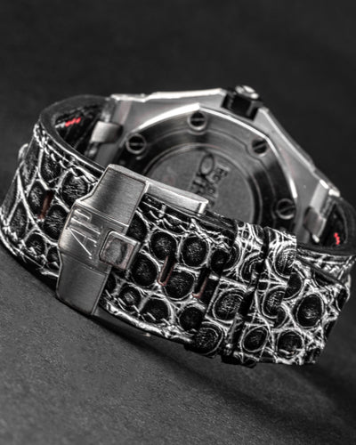 Bespoke Watch Strap in Black Silver Alligator
