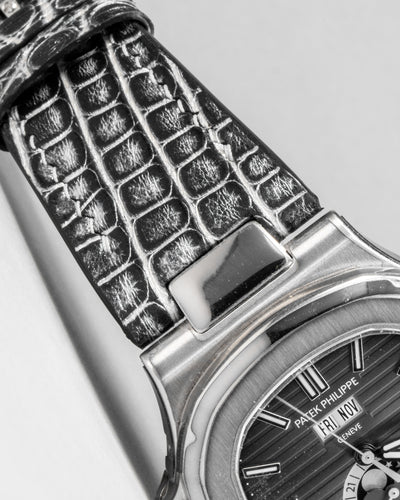 Bespoke Watch Strap in Black Silver Alligator