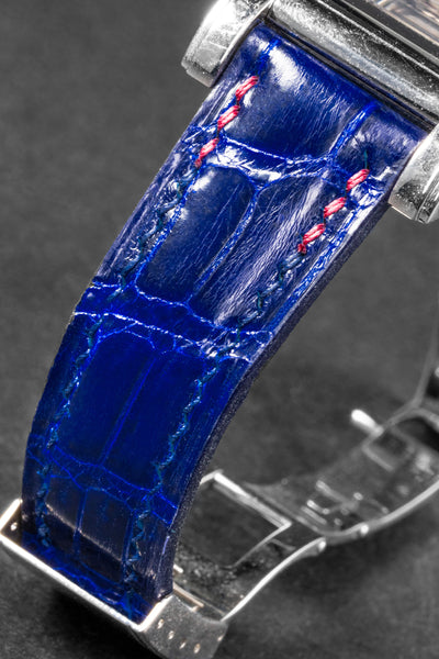 Bespoke Watch Strap in Electric Blue Crocodile