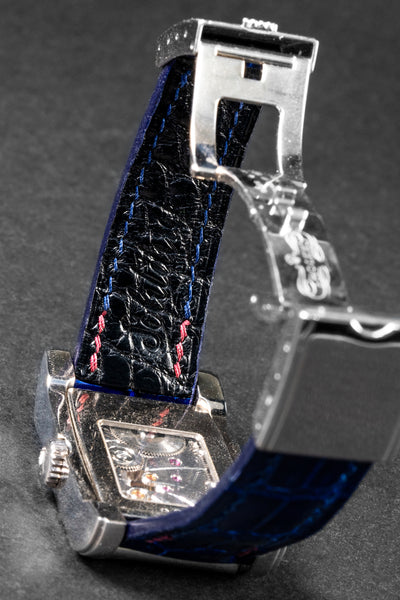 Bespoke Watch Strap in Electric Blue Crocodile