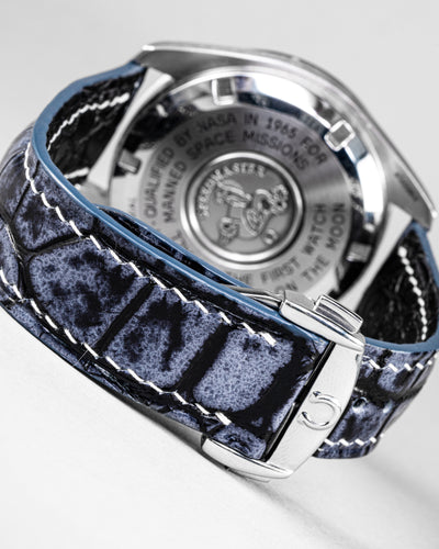 Bespoke Watch Strap in Black Grey Rubbed Off Crocodile