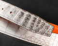 Bespoke Reversible Belt in Natural Himalayan Crocodile & Orange Togo