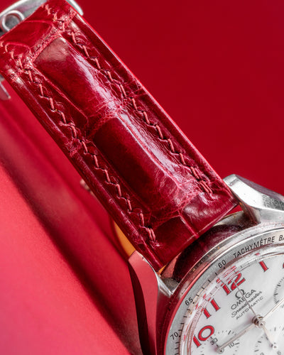 Bespoke Watch Strap in Ferrari Red Crocodile
