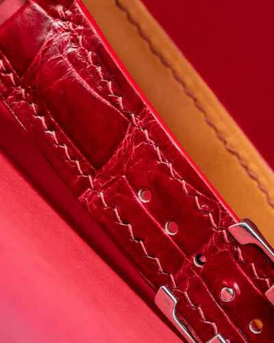 Bespoke Watch Strap in Ferrari Red Crocodile