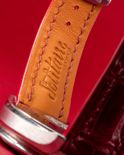 Bespoke Watch Strap in Ferrari Red Crocodile