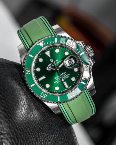 Solitaire Rubber straps in Deep Emerald Green for Rolex Submariner Hulk 116610LV