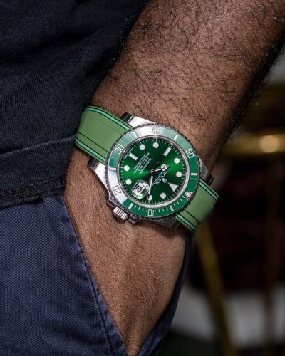 Solitaire Rubber straps in Deep Emerald Green for Rolex Submariner Hulk 116610LV