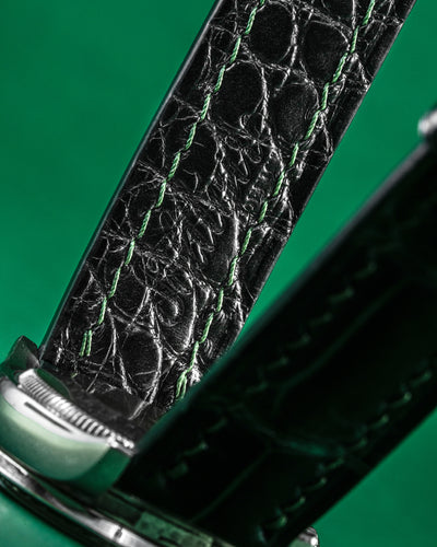 Bespoke Watch Strap in Hunter Green Crocodile
