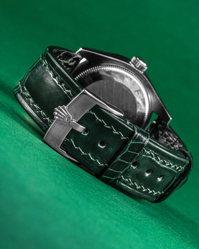 Bespoke Watch Strap in Hunter Green Crocodile