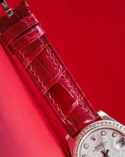 Bespoke Watch Strap in Maroon Red Crocodile