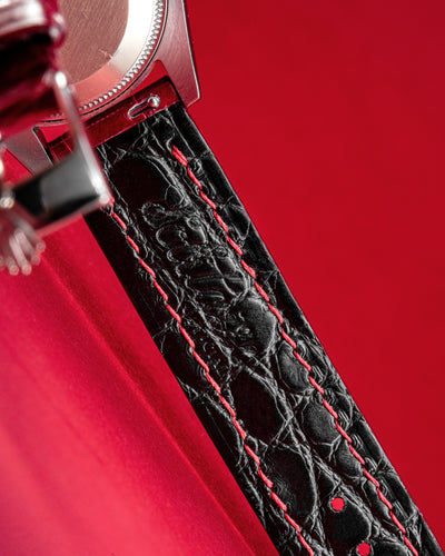 Bespoke Watch Strap in Maroon Red Crocodile