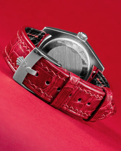 Bespoke Watch Strap in Maroon Red Crocodile