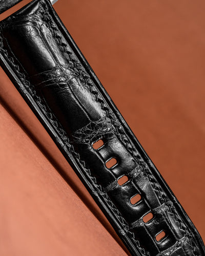 Bespoke Watch Strap in Black Crocodile