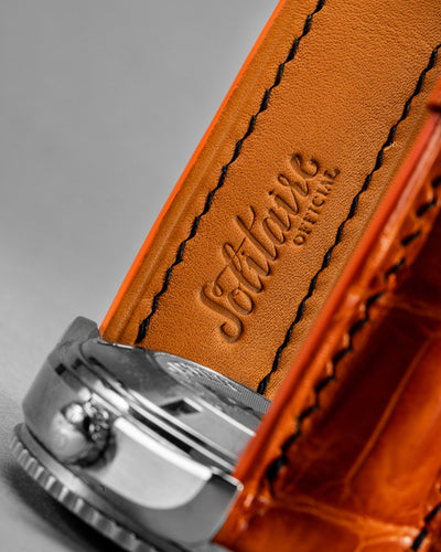 Bespoke Watch Strap in Volcanic Orange Crocodile