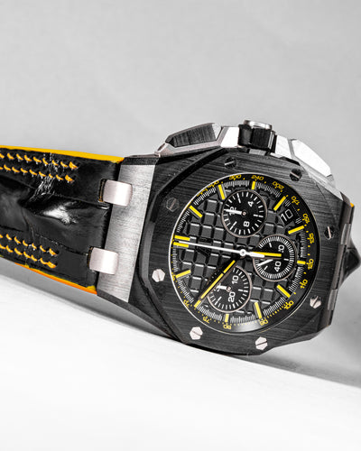 Bespoke Watch Strap in Black Crocodile