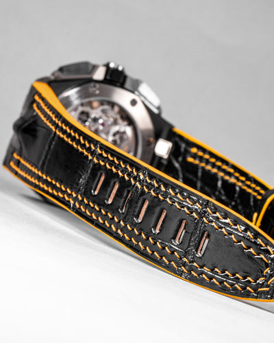 Bespoke Watch Strap in Black Crocodile