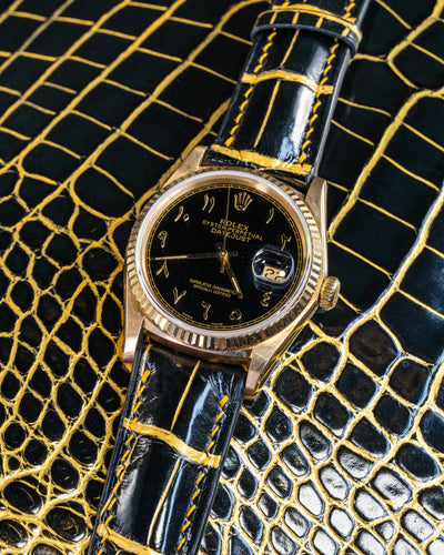 Bespoke Watch Strap in Black Gold Alligator