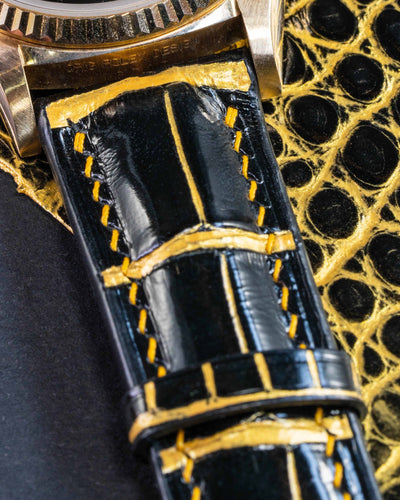 Bespoke Watch Strap in Black Gold Alligator