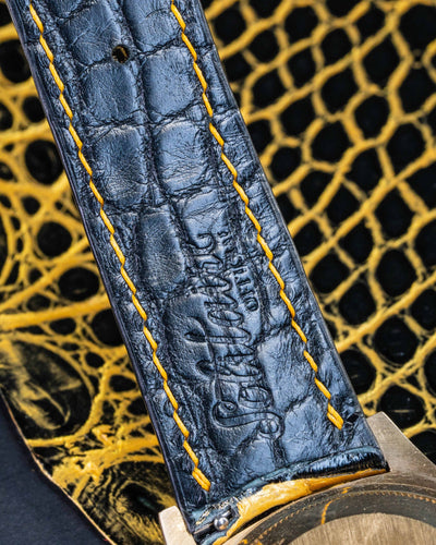 Bespoke Watch Strap in Black Gold Alligator
