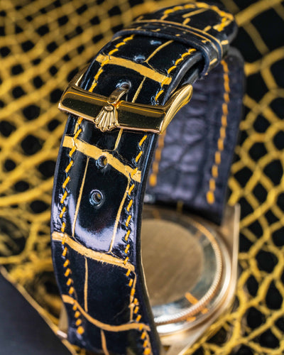 Bespoke Watch Strap in Black Gold Alligator