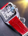 Bespoke Watch Strap in Ferrari Red Crocodile