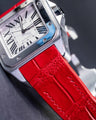 Bespoke Watch Strap in Ferrari Red Crocodile
