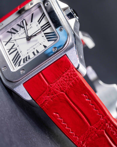 Bespoke Watch Strap in Ferrari Red Crocodile