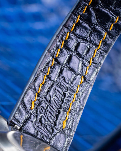 Bespoke Watch Strap in Tie Dye Blue Crocodile