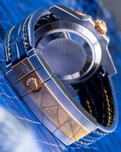 Bespoke Watch Strap in Tie Dye Blue Crocodile