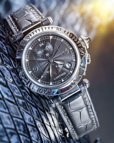 Bespoke Watch Strap In Graphite Grey Alligator