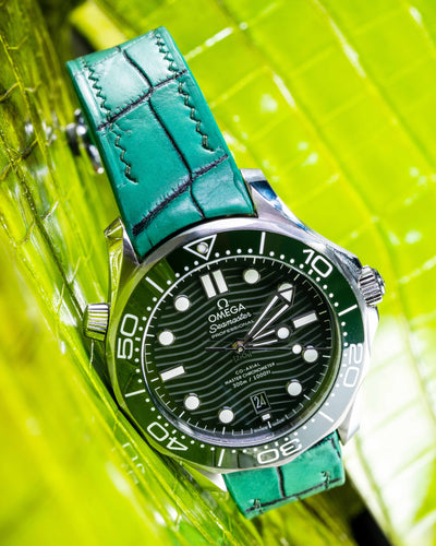 Bespoke Watch Strap in Ombre Green Crocodile