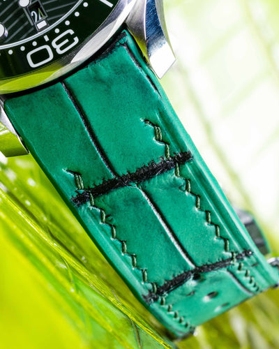 Bespoke Watch Strap in Ombre Green Crocodile