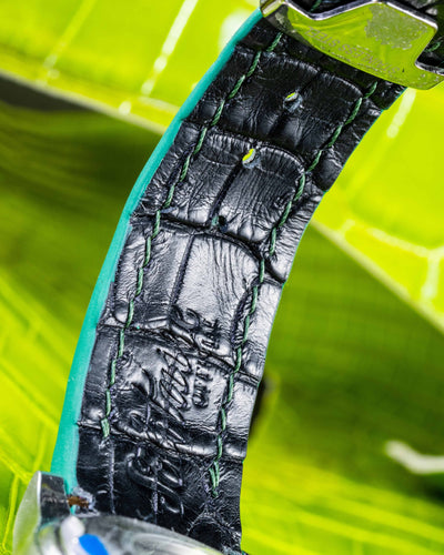 Bespoke Watch Strap in Ombre Green Crocodile