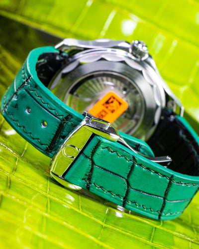 Bespoke Watch Strap in Ombre Green Crocodile