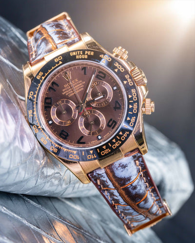 Bespoke Watch Strap in Rosegold Rubbed Off Alligator