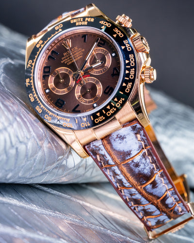 Bespoke Watch Strap in Rosegold Rubbed Off Alligator