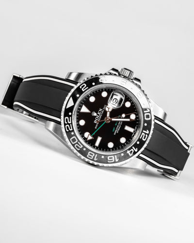 Solitaire Rubber straps in Zebra Black for Rolex GMT Master II