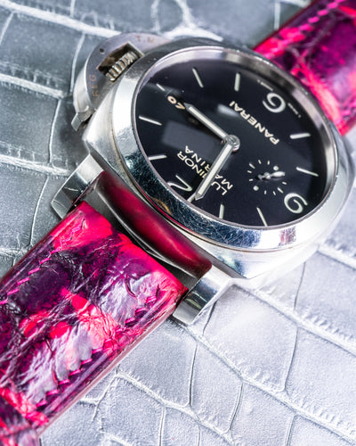 Bespoke Watch Strap in Tie Dye Red Crocodile