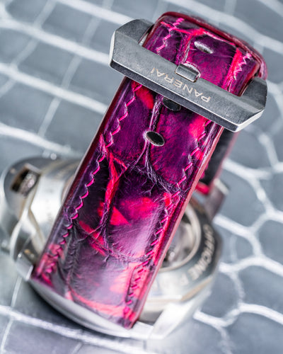Bespoke Watch Strap in Tie Dye Red Crocodile