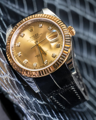 Bespoke Watch Strap in Black Crocodile