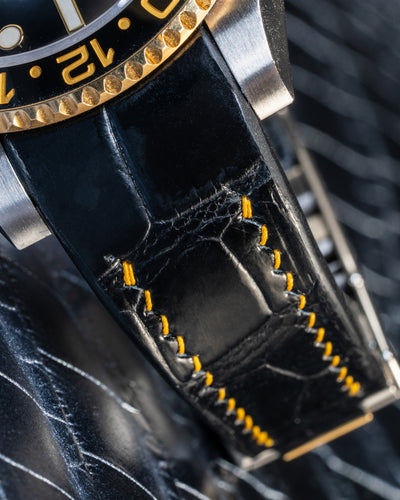 Bespoke Watch Strap in Black Crocodile