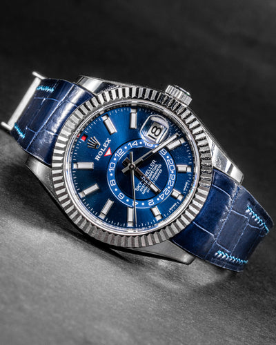 Bespoke Watch Strap in Navy Blue Crocodile